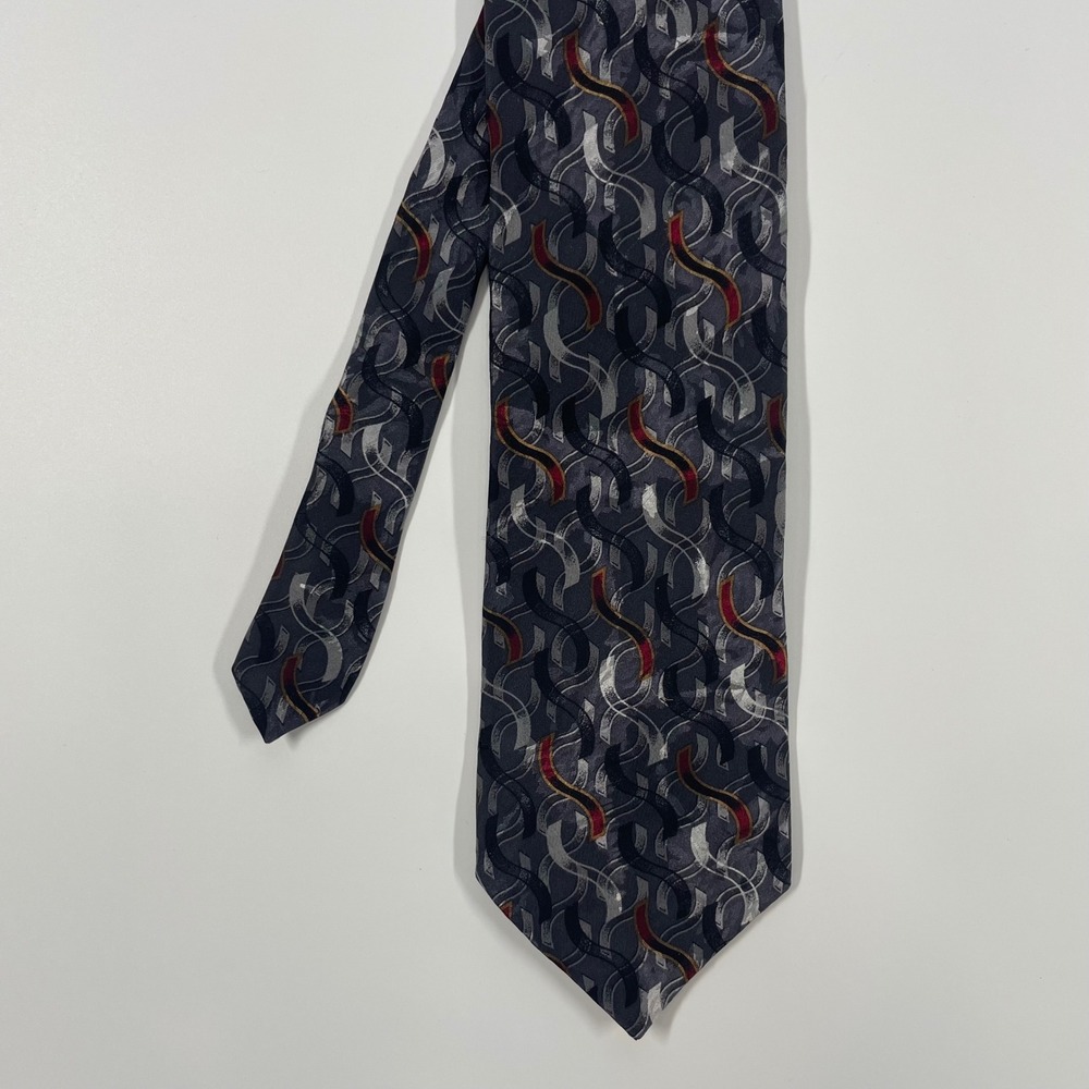 Woodward Grey Red Abstract Geometric Silk Necktie Mens One Size